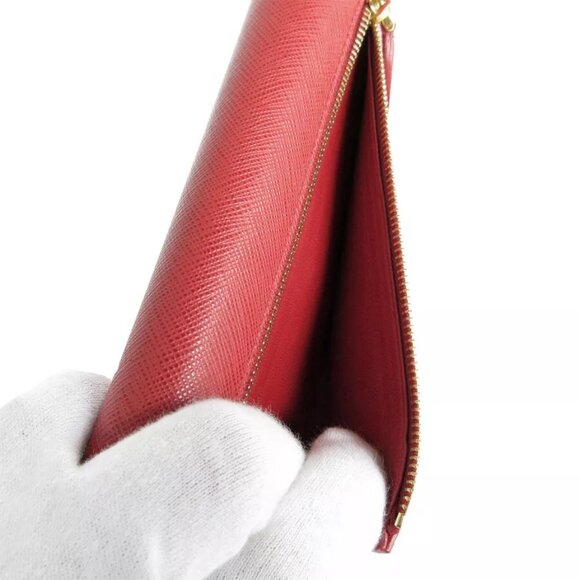 Auth PRADA Long Wallet Red leather - Picture 10 of 10
